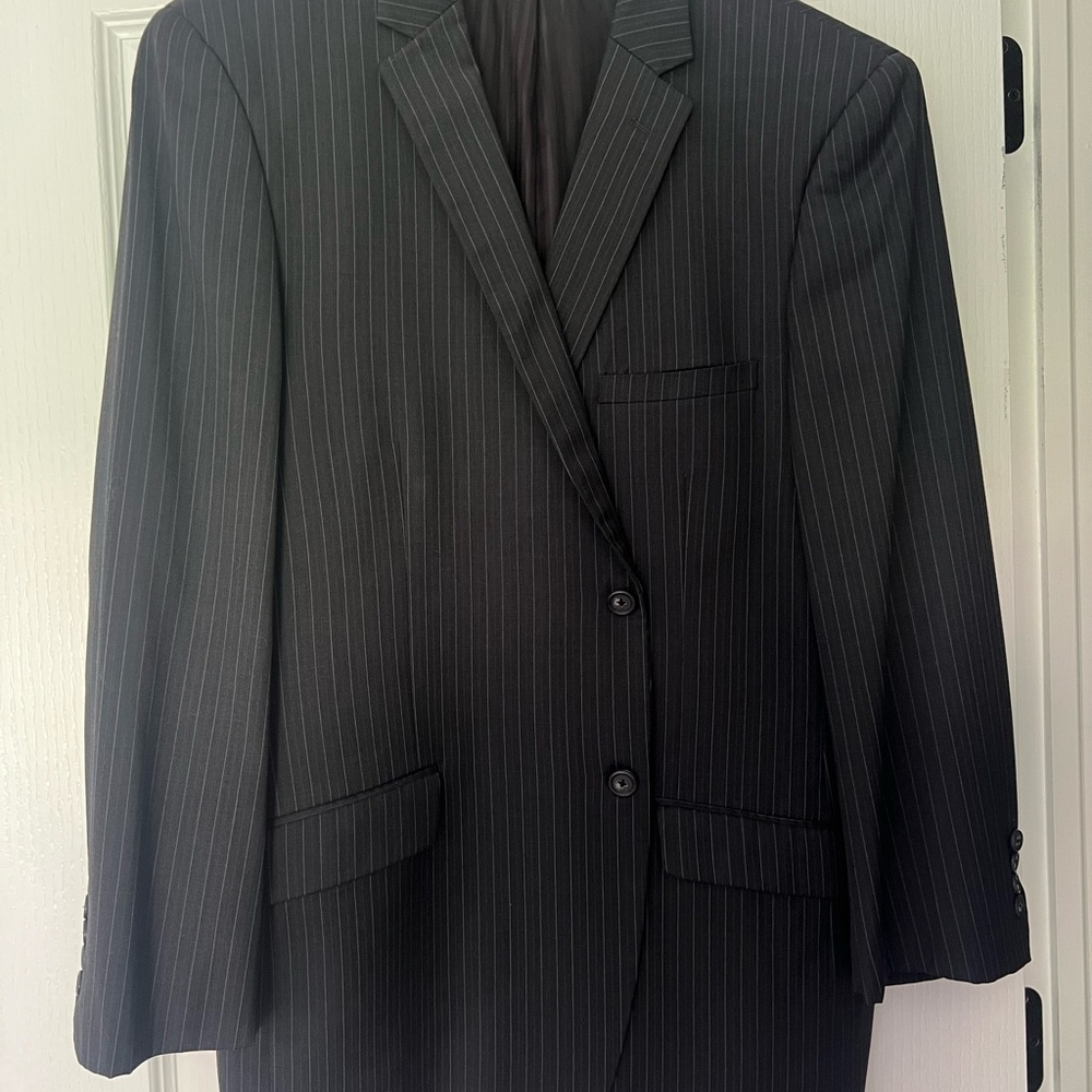 Bachrach Black Pinstripe Suit